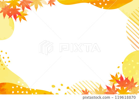 Stylish autumn leaves watercolor style curved frame 119618870
