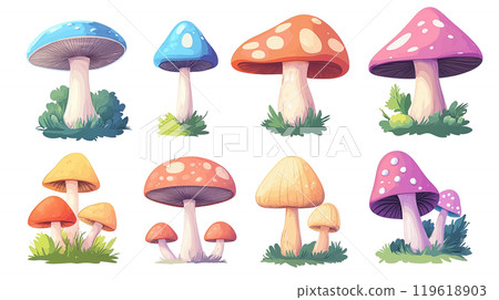 卡通蘑菇插画素材 119618903