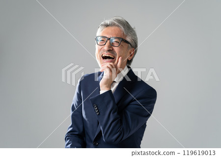 Businessman, gray hair, hilarious Businessman, gray hair, hilarious 119619013