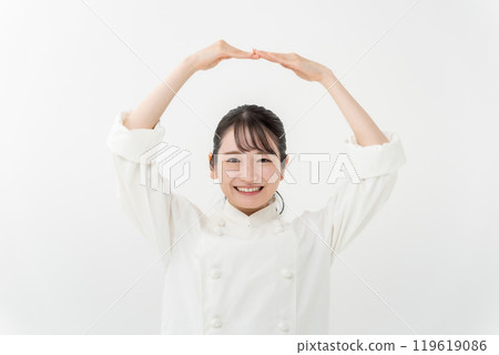 廚師外套圓的女人 119619086