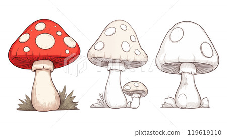 卡通蘑菇插画素材 119619110