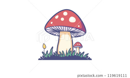卡通蘑菇插画素材 119619111