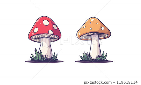 卡通蘑菇插画素材 119619114