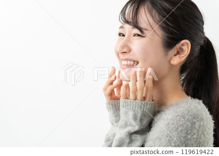 Woman with ponytail, knit Woman with ponytail, knit 119619422