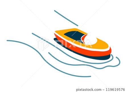 Speedboat Racing On Open Water 119619576