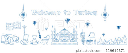 Illustrated banners of tourist images of Türkiye Illustrated banners of tourist images of Türkiye 119619871