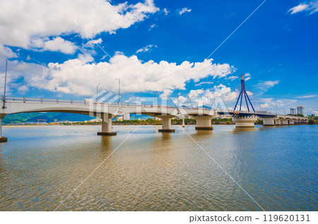 Song Han Bridge over Han River in Da Nang, Vietnam on a summer day Song Han Bridge over Han River in Da Nang, Vietnam on a summer day 119620131