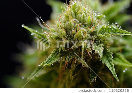 Cannabis bud. Marijuana bud high detail closeup macro shot. Ai generative 119620226