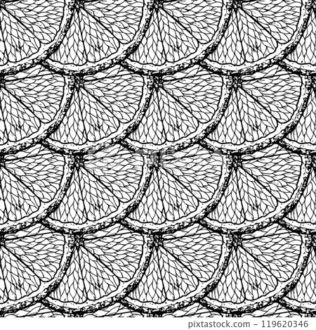 Seamless vector pattern of hand drawn citrus slices. Perfect for summer designs, kitchen decor, food packaging or fruit inspired projects, Christmas wrapping paper and farm goods packaging. Seamless vector pattern of hand drawn citrus slices. Perfect for summer designs, kitchen decor, food packaging or fruit inspired projects, Christmas wrapping paper and farm goods packaging. 119620346
