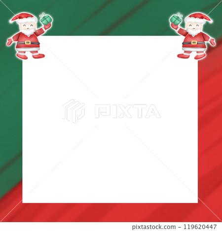 Green and red abstract square frame decorated with Santa Claus  119620447