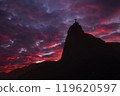 Christ the Redeemer statue on top of the Corcovado mountain at sunset. Rio de Janeiro, Brazil 119620597