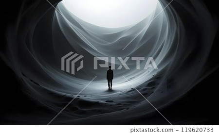 Dark space, black room, despair, hope, concept, human 119620733