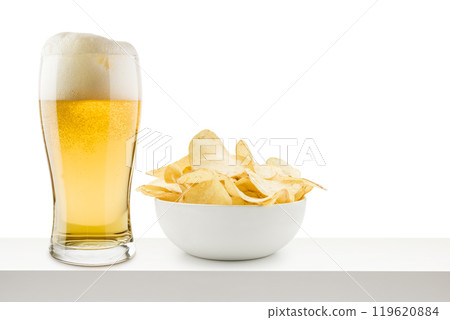 Potato chips and beer 119620884