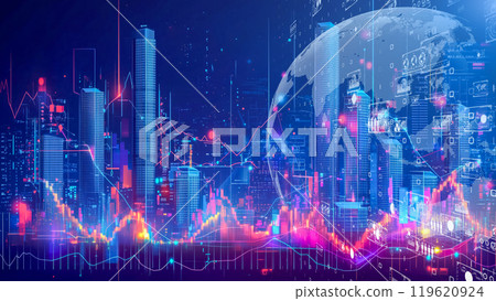 A high-tech financial city with towering skyscrapers A high-tech financial city with towering skyscrapers 119620924