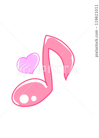Musical note with pink heart 119621011