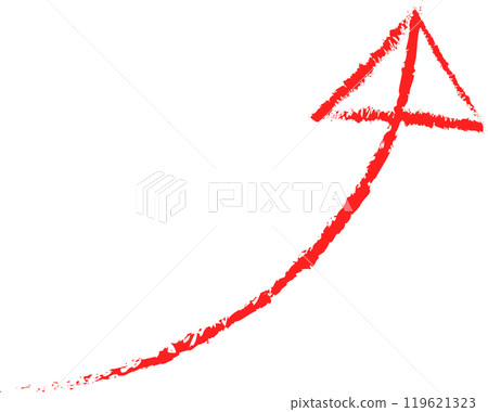 手繪箭頭,紅色曲線向右上升 手繪箭頭,紅色曲線向右上升 119621323