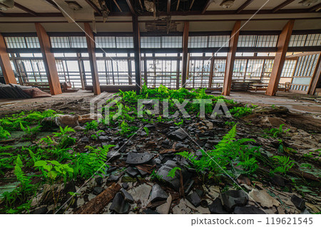 The large hall of an abandoned inn The large hall of an abandoned inn 119621545