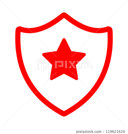 Star on the shield on white background. 119621620