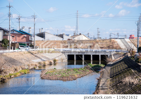 [Shin-Jizo River] A streetscape where rivers intersect 119621632