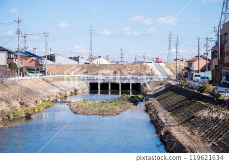 [Shin-Jizo River] A streetscape where rivers intersect 119621634