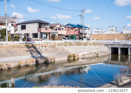 [Shin-Jizo River] A streetscape where rivers intersect 119621637