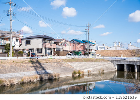 [Shin-Jizo River] A streetscape where rivers intersect 119621639