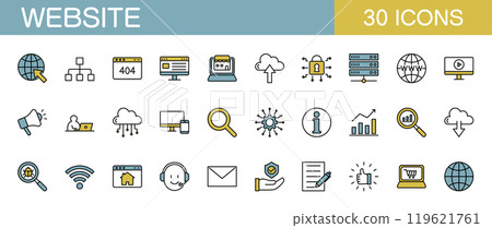 Website and homepage line icon set color 119621761