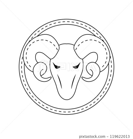 Zodiac horoscope. Aries astrological icon symbol. Stylized star sign esoteric. Simple line vector illustration Zodiac horoscope. Aries astrological icon symbol. Stylized star sign esoteric. Simple line vector illustration 119622013