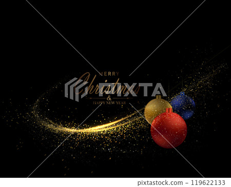 Merry Christmas.Isolated golden arc with New Year toys Merry Christmas.Isolated golden arc with New Year toys 119622133