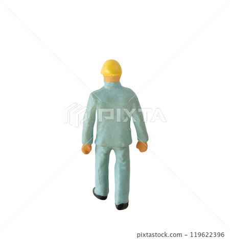 Miniature construction worker isolate on white background with clipping path Miniature construction worker isolate on white background with clipping path 119622396