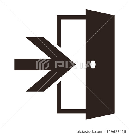 Exit door sign. Exit way icon. Emergency exit. Doorway symbol. 119622416