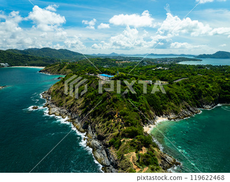 Beautiful sea summer landscape in high travel season in Thailand, Nature sky sea background,High angle view seascape nature view 119622468