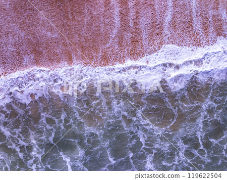 Top view waves background, Natural background photo sea texture with waves soft focus 119622504