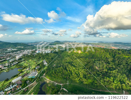 Aerial view of residential houses and driveways neighborhood during in sunny time.High angle view over building houses in phuket thailand Aerial view of residential houses and driveways neighborhood during in sunny time.High angle view over building houses in phuket thailand 119622522