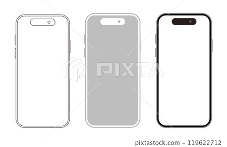 Smartphone screen. Mockup material. Mobile phone. Smartphone screen. Mockup material. Mobile phone. 119622712