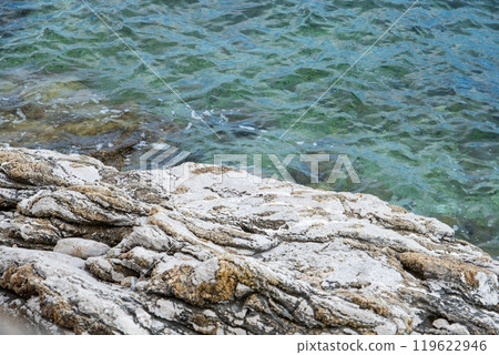 Rocky shoreline with clear turquoise water Rocky shoreline with clear turquoise water 119622946