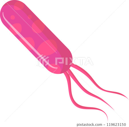 Moving rod shaped bacterium symbolizes microbiology, infection, and disease, showing the unseen world s role in health 119623150