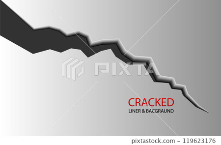 Cracked ground. Realistic crack texture crack. Rift on surface. Split terrain after earthquake. Crack on the wall or on the ice. vector 119623176