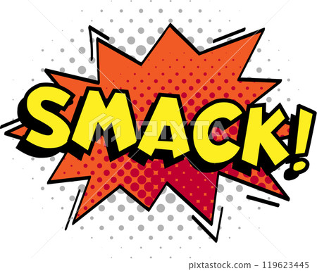 Vibrant yellow comic sound effect bursts over a star shape on a white background, adding retro style to your design. Perfect for humor and fun in comics 119623445