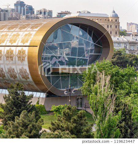 Explore the Unique Architectural Design of the Carpet Museum in Baku, Azerbaijan, Surrounded by Green Landscaping Explore the Unique Architectural Design of the Carpet Museum in Baku, Azerbaijan, Surrounded by Green Landscaping 119623447