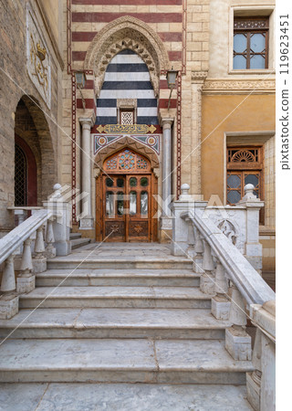 Exploring the Architecture and Gardens of Prince Naguib Palace in Cairo, Egypt During Daylight Hours 119623451