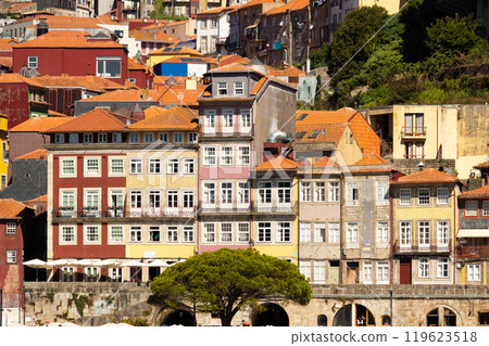 Colorful Old Houses of Porto Ribeira with Traditional Facades Colorful Old Houses of Porto Ribeira with Traditional Facades 119623518