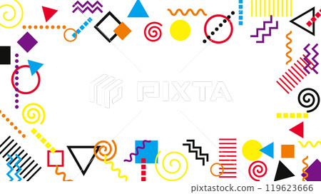 Geometric horizontal background frame material (pop art color white background) Geometric horizontal background frame material (pop art color white background) 119623666