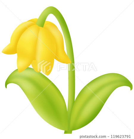 a yellow pepper with a green leaf 119623791