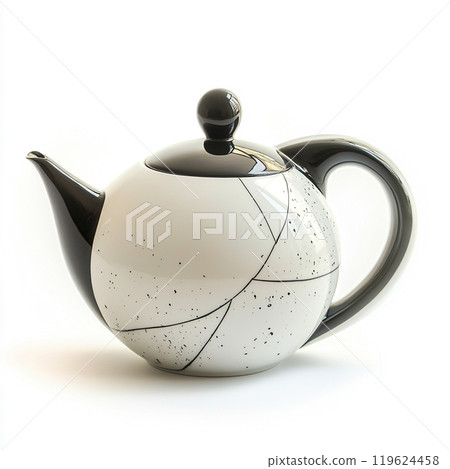 Modern design ceramic tea pot, isolated on pure white background 119624458