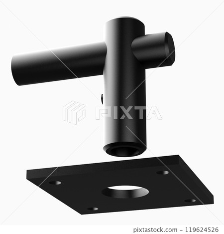 Object photo shoot of black metal door handles.  119624526