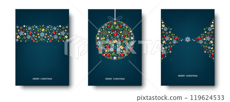 Merry Christmas greeting card on blue background. 119624533