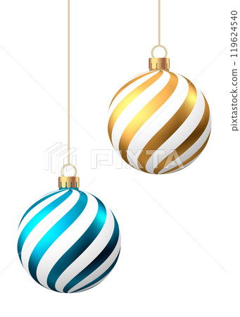 Christmas balls with pattern isolated on white background. Christmas balls with pattern isolated on white background. 119624540