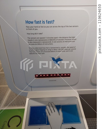 San Jose, California, USA - 09.11.2023: Intel Museum of the Robert Noyce Building at the Intel Corporation in Santa Clara, California. Exhibits of technology in the museum. San Jose, California, USA - 09.11.2023: Intel Museum of the Robert Noyce Building at the Intel Corporation in Santa Clara, California. Exhibits of technology in the museum. 119624650