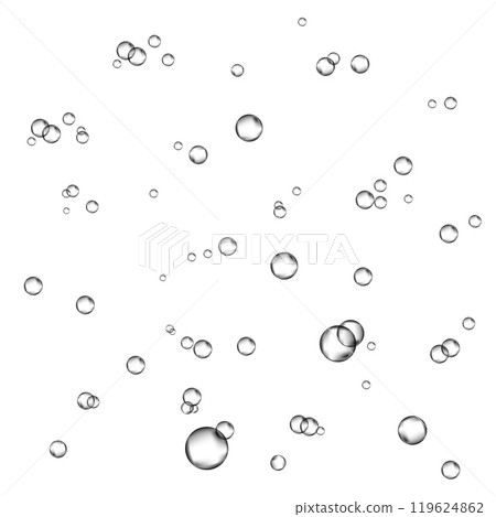 Oxygen air bubbles  flow  in water on white  background. 119624862